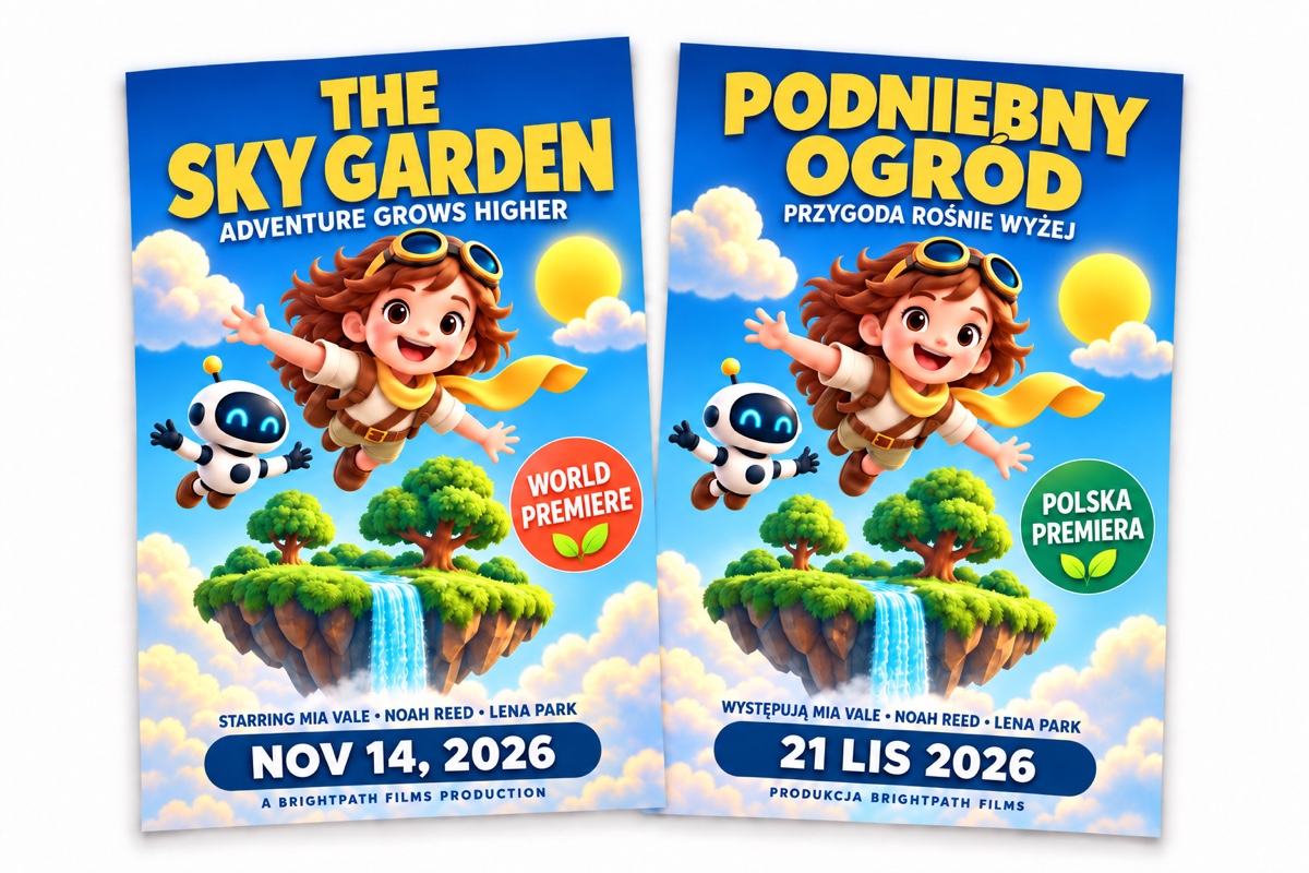 English and Polish versions of the same illustrated movie poster